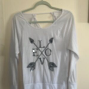 White Long Sleeve Top with LOVE Graphic